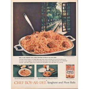 1959 Chef Boy-Ar-Dee Spaghetti Vintage Print Ad Villa D'Este Gardens Wall Art